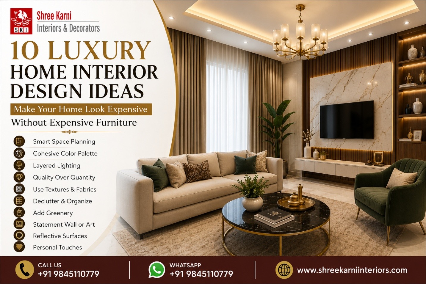 Luxury home interior design ideas with modern living room, elegant décor, layered lighting and premium finishes